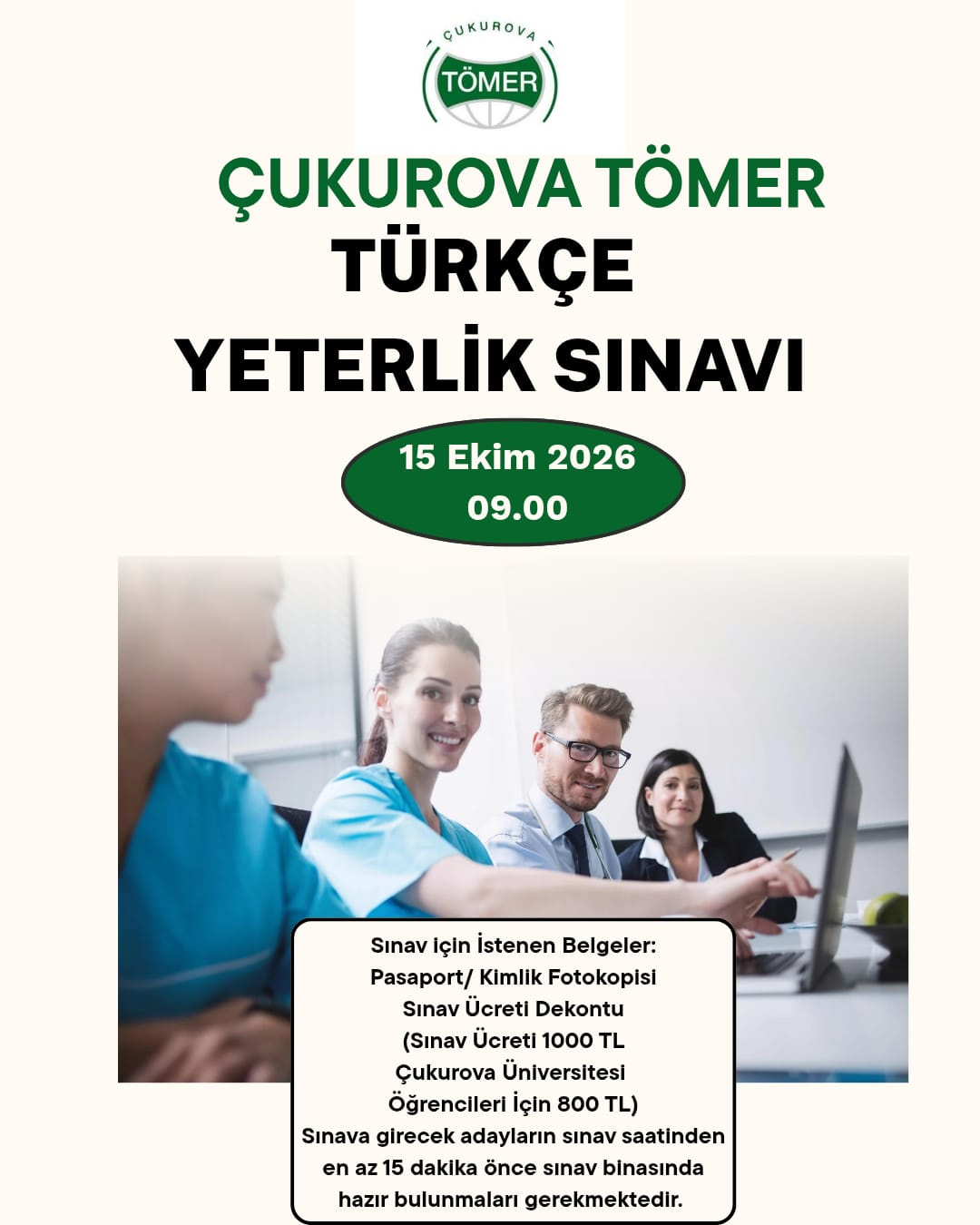ÇUKUROVA TÖMER TÜRKÇE YETERLİK SINAVI 15 EKİM 2026 TARİHİNDE YAPILACAK